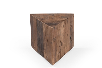 Small Triangle Side Table Natural Wood H 11" & L 14" - Natural - Imagen 2