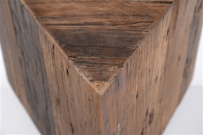 Small Triangle Side Table Natural Wood H 11" & L 14" - Natural - Imagen 3