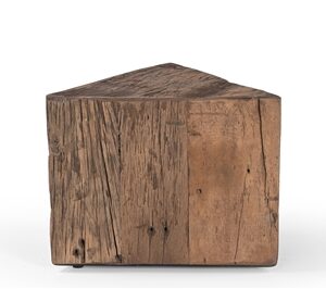 Large Triangle Side Table Natural Wood H 16" & L 19.5" - Natural