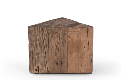 Large Triangle Side Table Natural Wood H 16" & L 19.5" - Natural