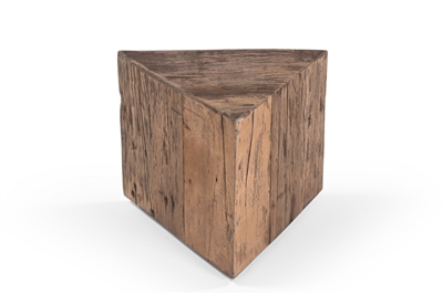 Large Triangle Side Table Natural Wood H 16" & L 19.5" - Natural - Imagen 2