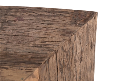 Large Triangle Side Table Natural Wood H 16" & L 19.5" - Natural - Imagen 3