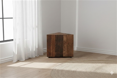 Large Triangle Side Table Natural Wood H 16" & L 19.5" - Natural - Imagen 6