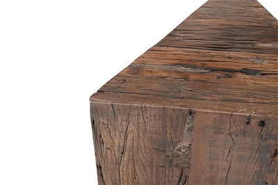 Tall Triangle Side Table Natural Wood H 24.5" & L 12.5" - Natural - Imagen 3