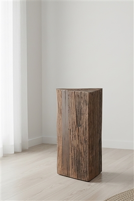 Tall Triangle Side Table Natural Wood H 24.5" & L 12.5" - Natural - Imagen 6