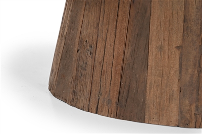 Oval Wood Coffee Table with Marble Top H 18" & Dia 28" - Wood Natural/ White - Imagen 6