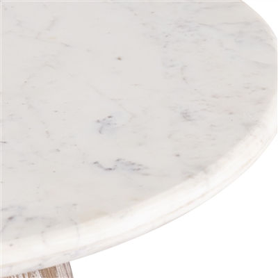 Natural Wood Round Coffee Table With Marble Top - White Wash - White Wash - Imagen 5