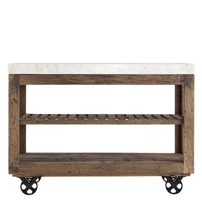Lg Wooden Kitchen Island on Wheels - Natural - Natural