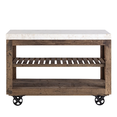 Lg Wooden Kitchen Island on Wheels - Natural - Natural - Imagen 2