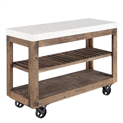 Lg Wooden Kitchen Island on Wheels - Natural - Natural - Imagen 4