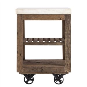Sm Wooden Kitchen Island on Wheels - Natural - Natural