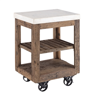 Sm Wooden Kitchen Island on Wheels - Natural - Natural - Imagen 4