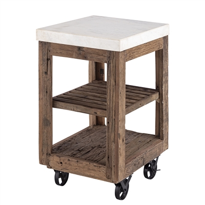 Sm Wooden Kitchen Island on Wheels - Natural - Natural - Imagen 5