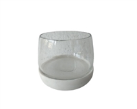 Glass Bowl w/ White Marble Base 4Dia- A - White