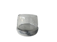 Glass Bowl w/ Black Marble Base 4Dia- A - Black
