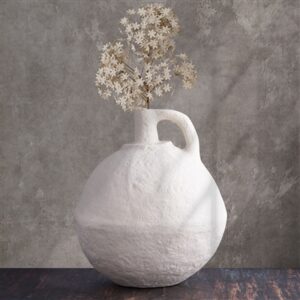 Paper Mache Vase Dia 18” Off-White - Off-White