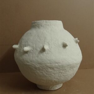 Paper Mache Vase Dia 16” Off-White - Off-White
