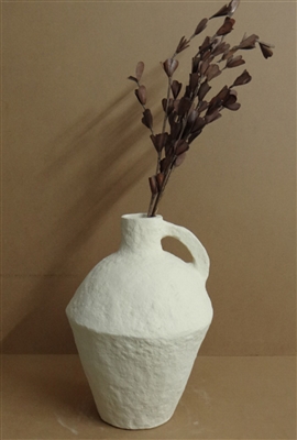 Paper Mache Vase Dia 18” Off-White -ST - Off-White - Imagen 3