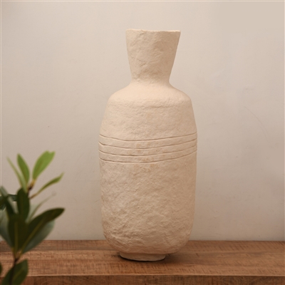 Paper Mache Vase Dia 26.50” Off-White -ST - Off-White - Imagen 6