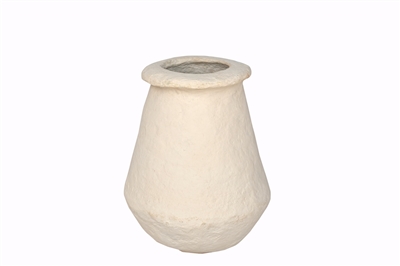Paper Mache Vase Dia 16” Off-White -ST - Off-White