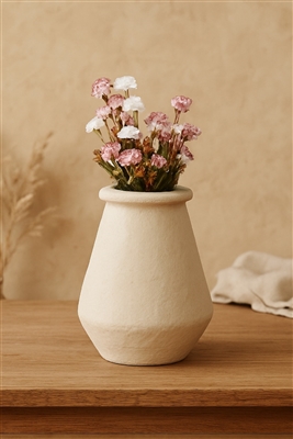 Paper Mache Vase Dia 16” Off-White -ST - Off-White - Imagen 5
