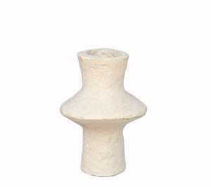 Paper Mache Vase Dia 10” Off-White -ST - Off-White