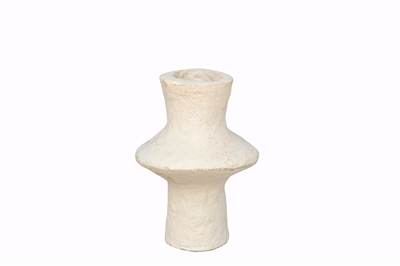 Paper Mache Vase Dia 10” Off-White -ST - Off-White