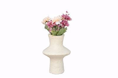 Paper Mache Vase Dia 10” Off-White -ST - Off-White - Imagen 3