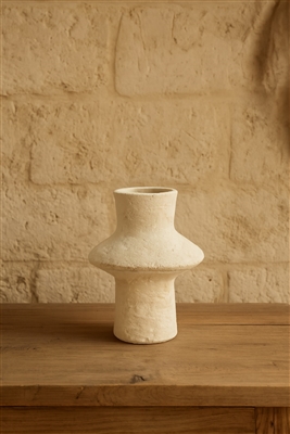 Paper Mache Vase Dia 10” Off-White -ST - Off-White - Imagen 5