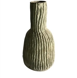 Paper Mache Vase Dia 10" & H 15.8" -ST - OFF-WHITE