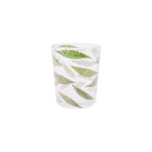 Med. Glass & Leaf Votive 3Dia- A - Natural