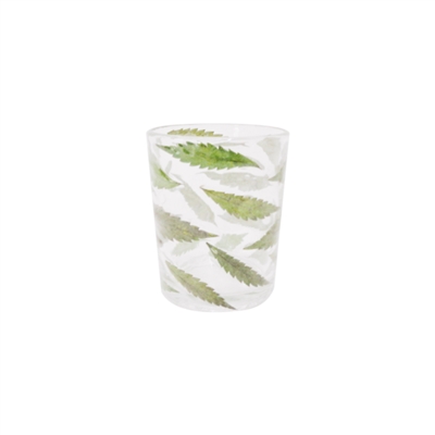 Med. Glass & Leaf Votive 3Dia- A - Natural