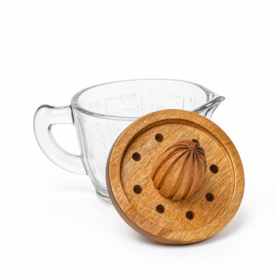 Wood Juicer with Glass Cup - Clear / Natural - Clear / Natural - Imagen 3