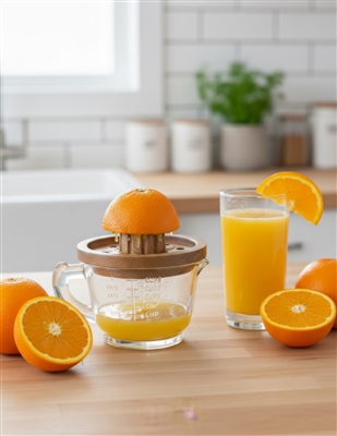 Wood Juicer with Glass Cup - Clear / Natural - Clear / Natural - Imagen 5