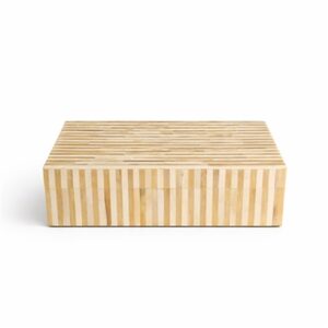 Lg. Bone Striped Decorative Box - Lite Brown