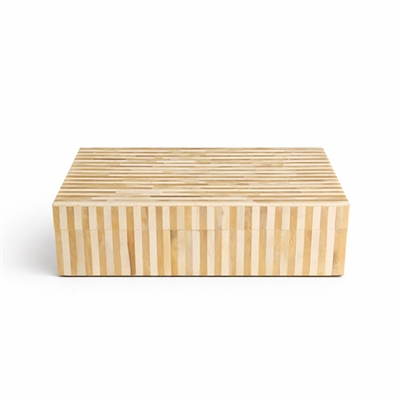 Lg. Bone Striped Decorative Box - Lite Brown