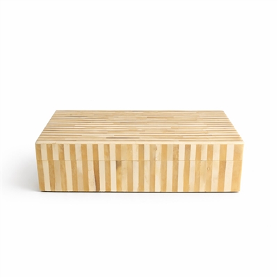Lg. Bone Striped Decorative Box - Lite Brown - Imagen 2