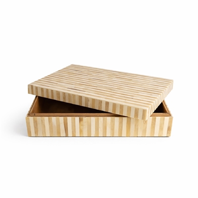 Lg. Bone Striped Decorative Box - Lite Brown - Imagen 4