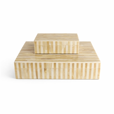 Lg. Bone Striped Decorative Box - Lite Brown - Imagen 5