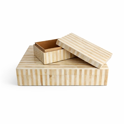 Lg. Bone Striped Decorative Box - Lite Brown - Imagen 6