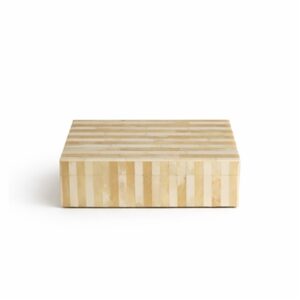 Sm. Bone Striped Decorative Box - Lite Brown