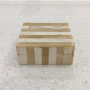 X-Sm. Bone Striped Decorative Box - Lite Brown