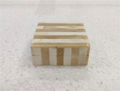 X-Sm. Bone Striped Decorative Box - Lite Brown