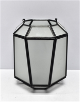 Candle Lantern Black Oxidized Iron & Glass H 8" - A - BLACK OXIDIZED