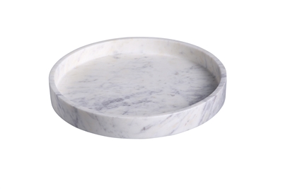 Lg. Marble Round 12" Tray LP - WHITE