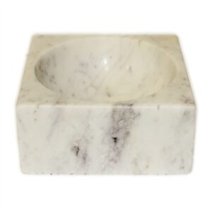 Lg. Square Concave Bowl LP White Marble - WHITE