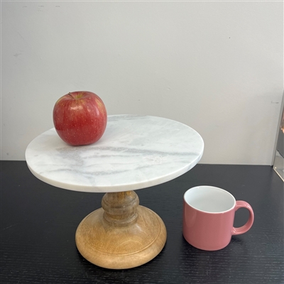 Sm. Marble Plate On Mango Wood Stand- A - WHITE - Imagen 2