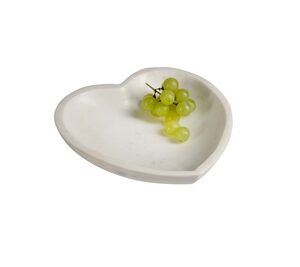 Lg. White Marble Heart Shaped Bowl-ST - WHITE