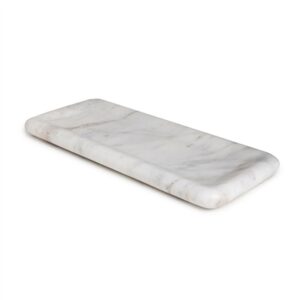 White Marble Organic Shaped Rectangular Bowl - WHITE