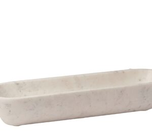 White Marble Organic Shaped Oval Bowl - WHITE